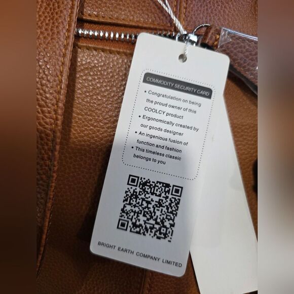 COOLCY Women Leather Backpack Shoulder Bag Tan Croc Embossed Convertible NWT - Picture 9 of 9